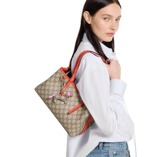 Gucci | GG Emblem medium tote bag | beige and dark...