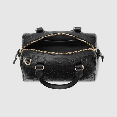 Gucci | GG Emblem small boston bag | black GG leat...