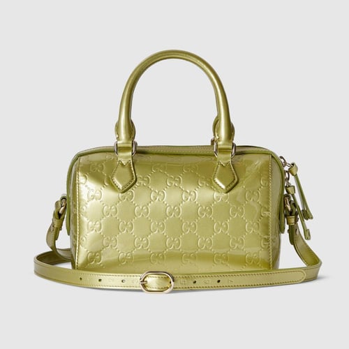 Gucci | GG Emblem small boston bag | pale green GG...