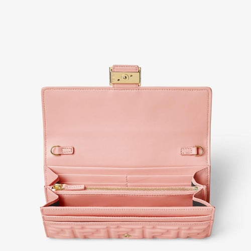 Fendi | Baguette Continental With Chain | Pink nap...