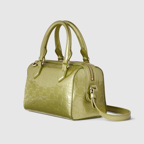Gucci | GG Emblem small boston bag | pale green GG...