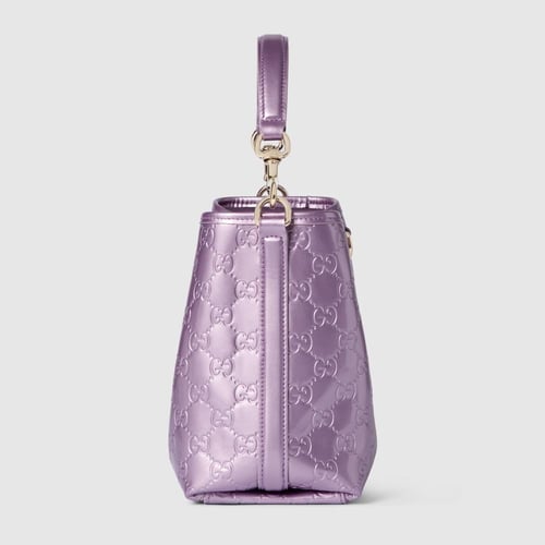 Gucci | GG Emblem small bucket bag | lilac GG leat...