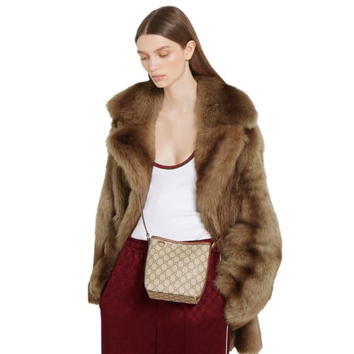 Gucci | GG Emblem nano bucket bag | beige and dark...