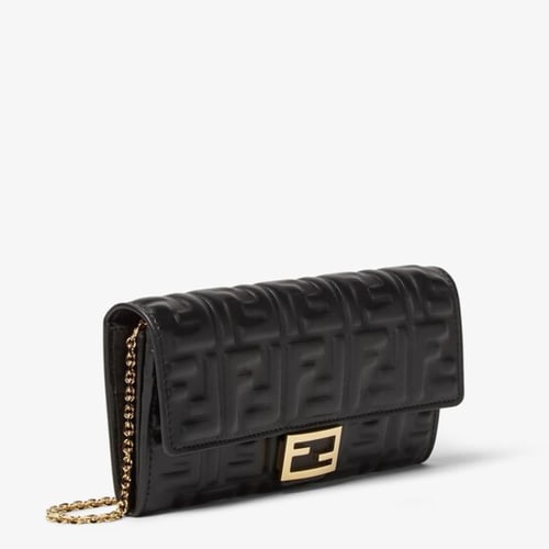 Fendi | Baguette Continental With Chain | Black na...