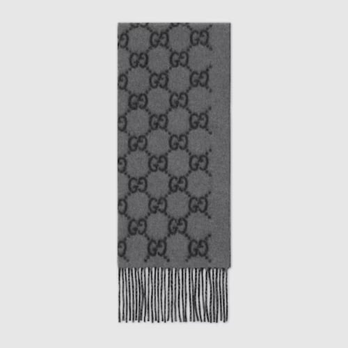 Gucci | GG cashmere scarf | Color: dark grey and b...