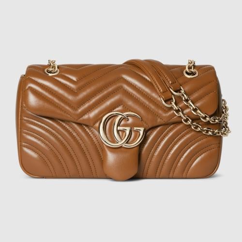 Gucci | GG Marmont medium shoulder bag | brown lea...