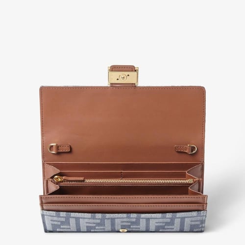 Fendi | Baguette Continental With Chain | Blue den...