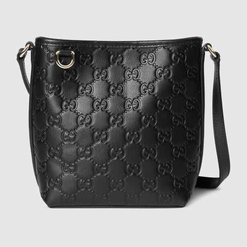 Gucci | GG Emblem nano bucket bag | black GG leath...