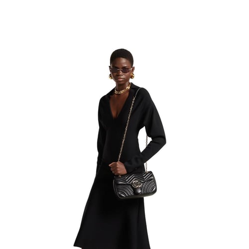 Gucci | GG Marmont medium shoulder bag | black lea...