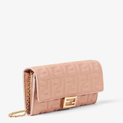 Fendi | Baguette Continental With Chain | Pink nap...