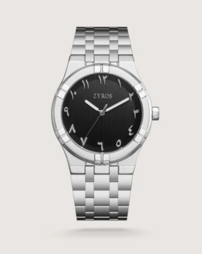 ساعة رجالية بسير من الستيل بلون فضي