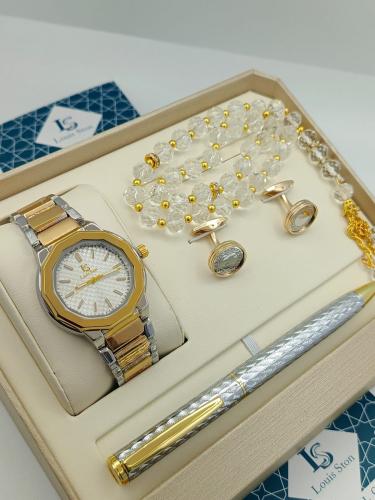 طقم رجالي ذهبي مع ابيض