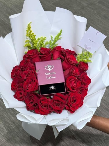 خاتم مزين بقلوب بنفسجية - فضة عيار 925