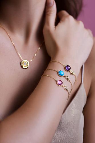 اسوارة الورقة مع الكرستال الملون من فلورايت