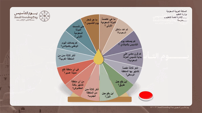 عرض تقديمي مسابقات تفاعلية لتفعيل يوم التأسيس