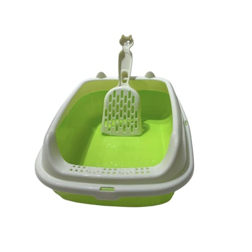 صندوق رمل للقطط بغطاء جزئي مع مجرفة تنظيف