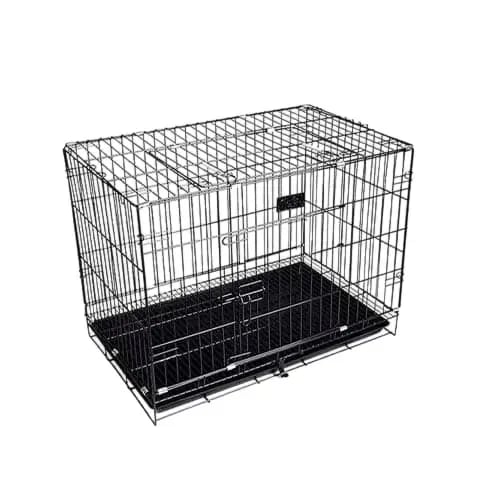قفص قطط وكلاب حديد قابل للطي - كبير لون أسود