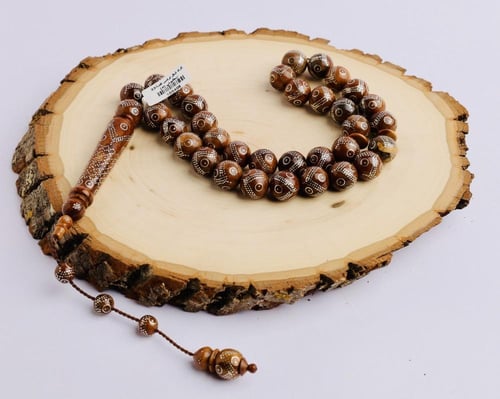 سبحة كوك مطعم بالفضة 33 10 ملم