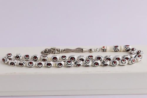 سبحة عظم مطعم 33 حبة 10ملم تكتيل استيل