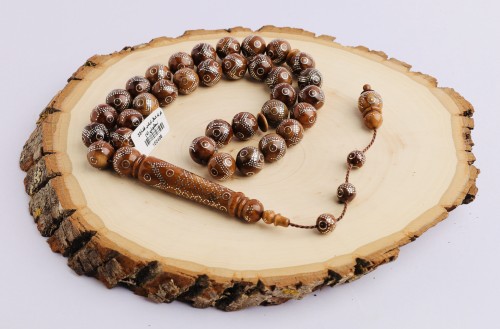 سبحة كوك مطعم بالفضة 33 10 ملم