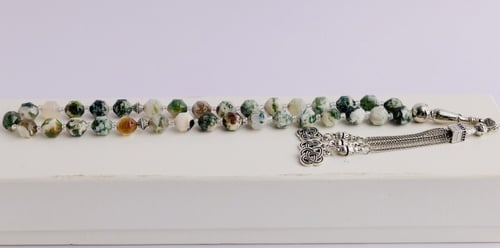 سبحه احجار طبيعيه كت بشكل متميز 33حبة 10 ملم