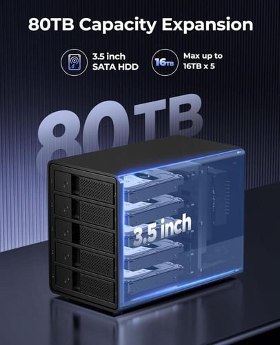 حاوية أقراص صلبة ORICO 5 منافذ 3.5 بوصة SATA إلى U...