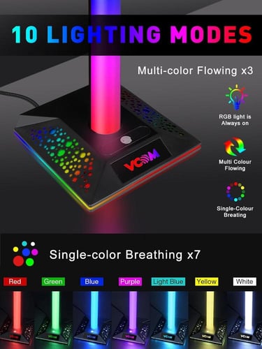 حامل سماعات رأس ووحدات تحكم للألعاب بإضاءة RGB مع...