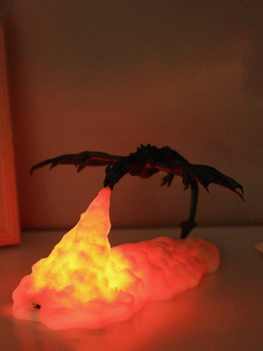 مصباح ليلي ثلاثي الأبعاد بتصميم تنين النار – قابل...