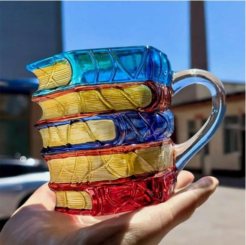 كوب قهوة ثلاثي الأبعاد على شكل كتب سعة 11 أونصة –...