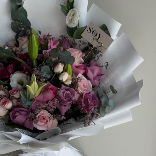 بوكية ورد مكس درجات البينك | لون الورد اختياري