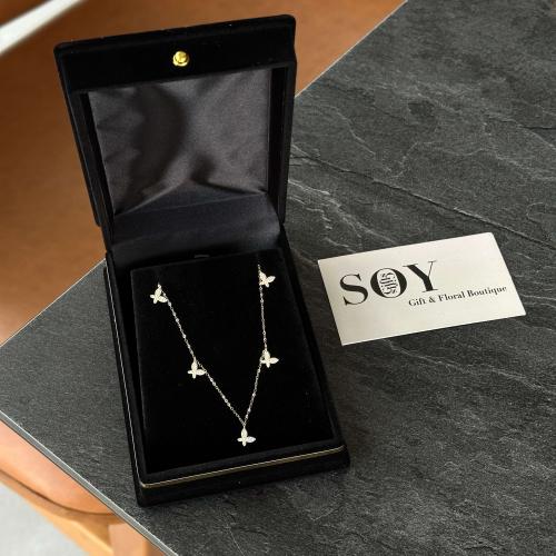 شوكر ذهب بتصميم فراشات عصري - هدية أنيقة