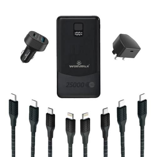 باور بانك متنقل مع شواحن وكبس منزلي وكبس سيارة