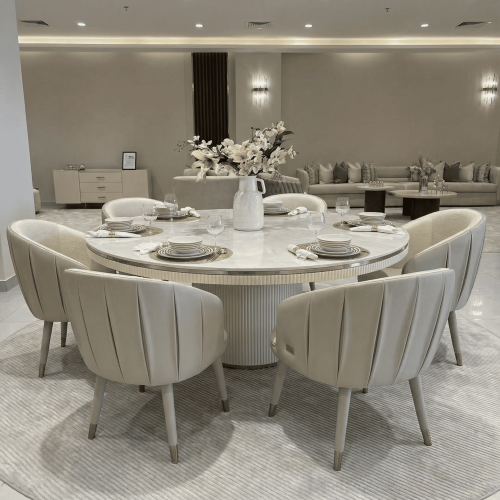 سفرة طعام (8 كراسيUDI-1018 BEIGE) +UDI-1040-T170