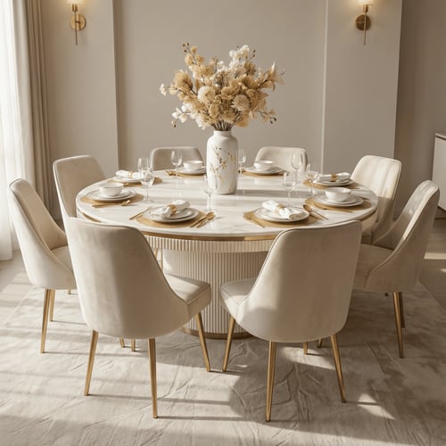 سفرة طعام (8 كراسيUDI-1018 BEIGE) +UDI-1040-T170