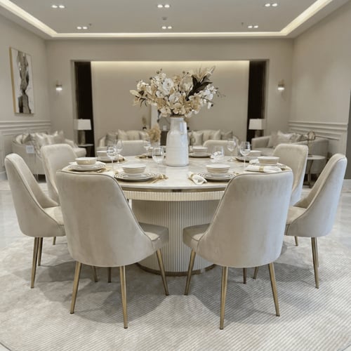 سفرة طعام (8 كراسيUDI-1018 BEIGE) +UDI-1040-T170