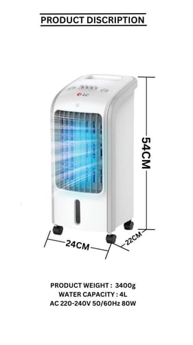 مكيف هواء متنقل مع حاويتين لتخزين الثلج - 4 لتر -...