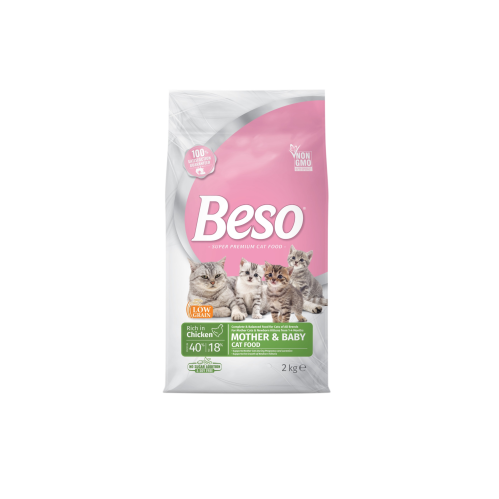 طعام جاف للام المرضعة والقطط الصغيرة من شركة Beso
