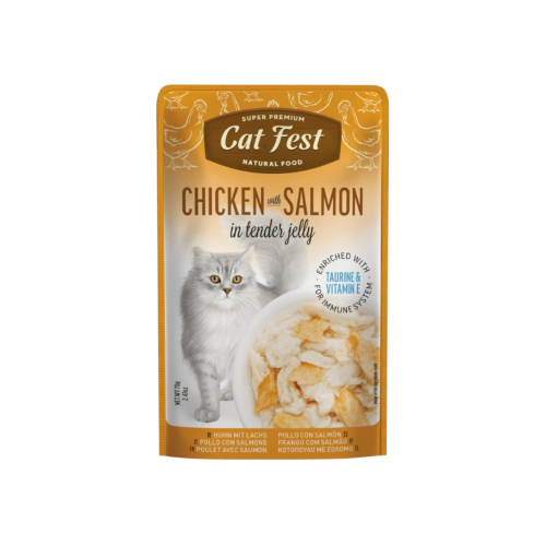 أظرف الدجاج مع السالمون من شركه Cat fest