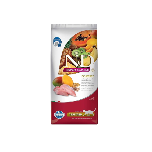 طعام جاف للقطط المعقمة 10 كيلو دجاج والفواكه من شر...