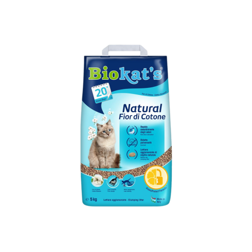 رمل قطط برائحة زهرة القطن 5kg من شركة BioKat
