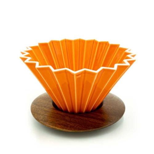 V60 Ceramic Dripper with Wooden Base – Orange
