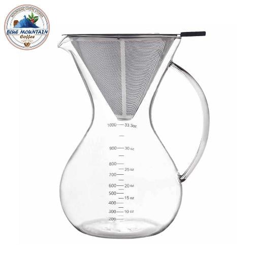 1000 ml Glass Coffee Maker with Stainless Steel Fi...