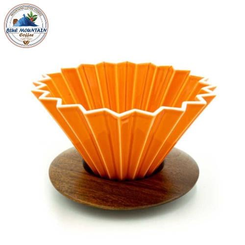 V60 Ceramic Dripper with Wooden Base – Orange