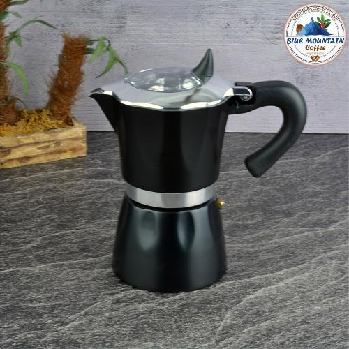Moka Pot for coffee - 6 cups - black