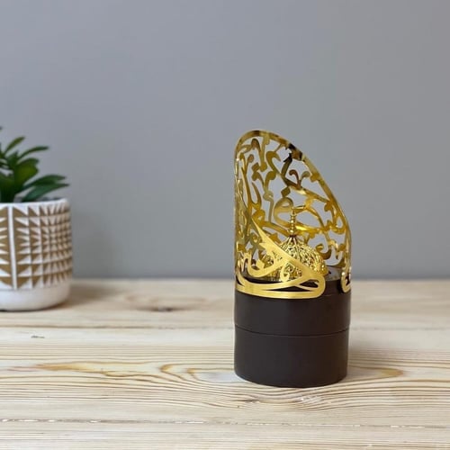 مبخرة بني وذهبي ملكية مزخرفة مع مخزن للبخور