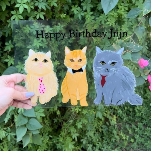 لوحه زجاجيه بشكل قطتك حجم كبير