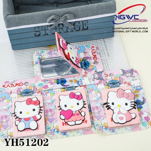 مرايا محمولة بتصميم هيلو كيتي الأناقة الوردية والك...