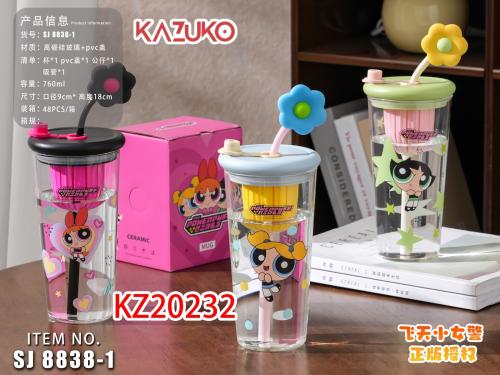 كوب فتيات القوة الزجاجية مع مصفاة داخلية - طاقة وأ...