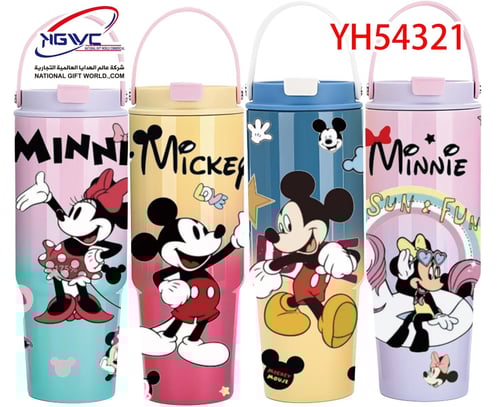 كوب حراري بتصميم شخصية ميكي وميني ماوس من ديزني رف...