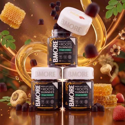 3-Month Course B-More Gummies Manuka Honey with Maca Root & Moringa Extract for Men & Women - 60 Gummies, Strawberry Flavor, by B-...